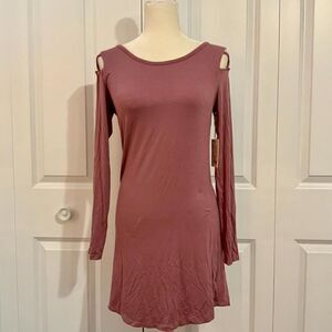 Glitz Mauve Caged Shoulder Mini Dress Large New